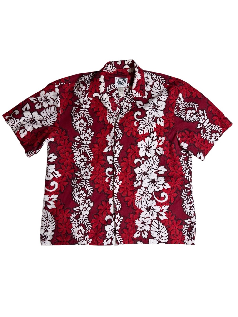 Paradise style Hawaii Red/white hibiscus floral panel Hawaiian shirt men’s  XL